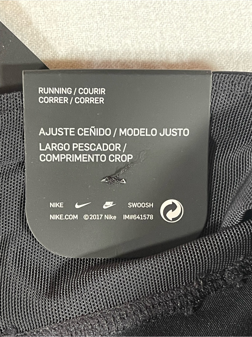 Nike Black Capri Running Leggings with White Swoosh Women’s Large - Picture 12 of 16